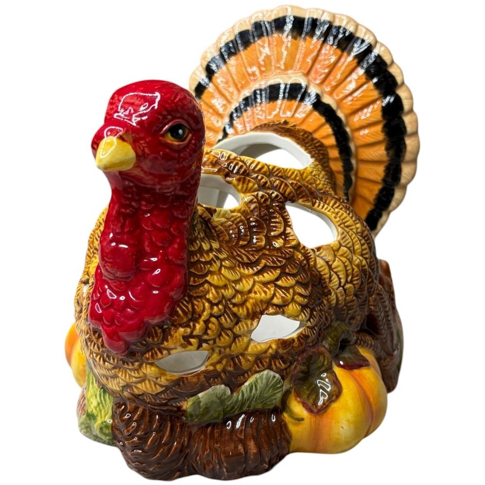 Signature Home Collection Turkey Candle Holder Ceramic Thanksgiving Fall Decor